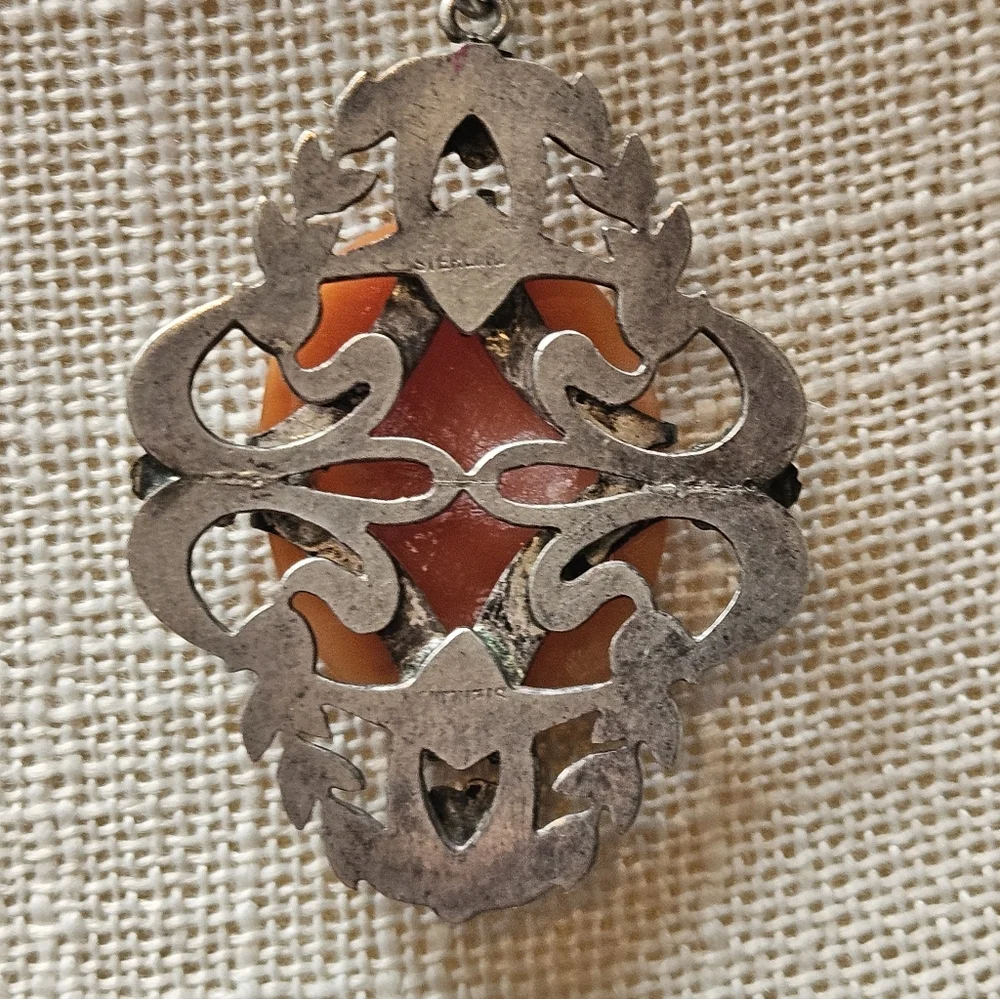 Vintage Cameo Sterling Silver Pendant Necklace - Picture 3 of 8